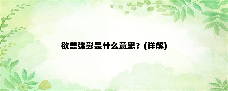 欲盖弥彰是什么意思？