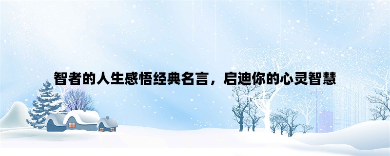 智者的人生感悟经典名言