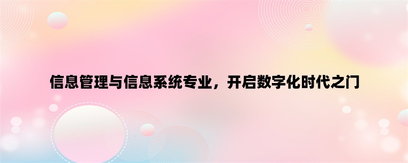 信息管理与信息系统专业，开启数字化时代之门
