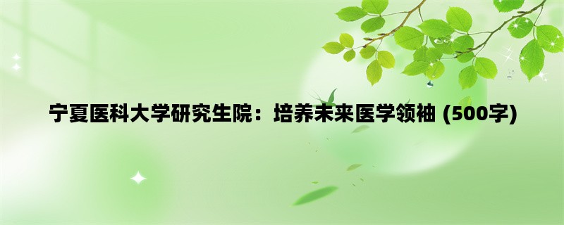 宁夏医科大学研究生院：培养未来医学领袖 (500字)