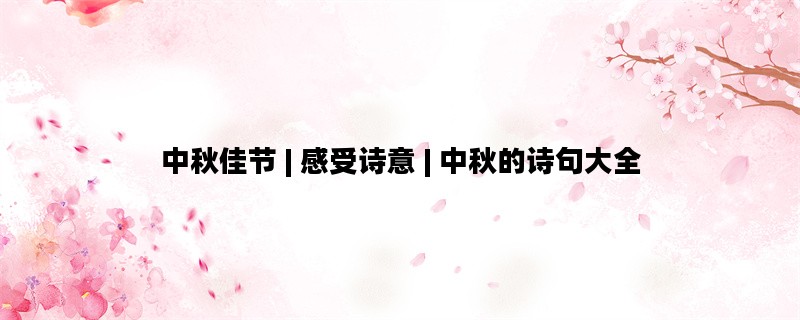 中秋佳节 | 感受诗意 | 中秋的诗句大全