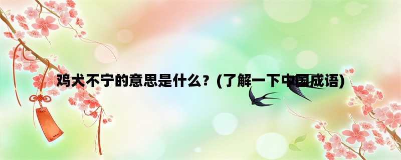 鸡犬不宁的意思是什么？(了解一下中国成语)