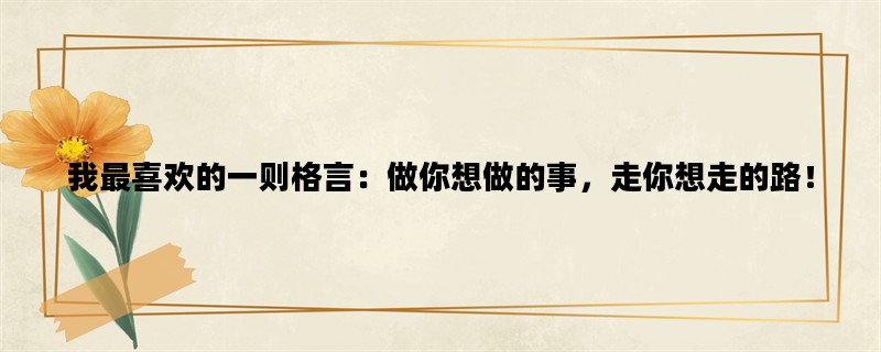 我最喜欢的一则格言：做你想做的事，走你想走的路！