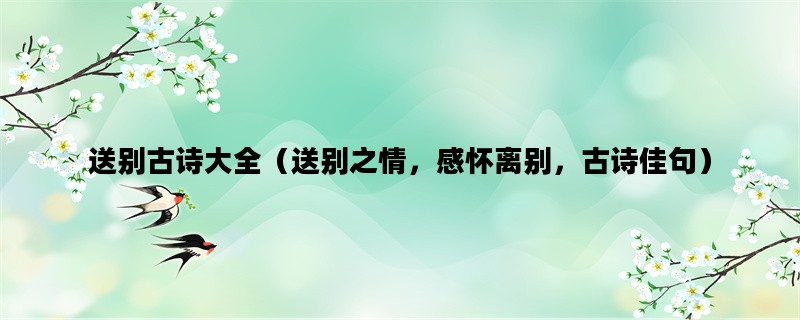 送别古诗大全（送别之情