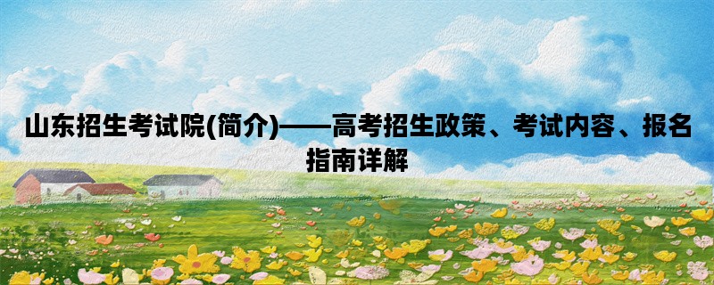 山东招生考试院(简介)—