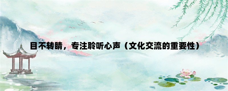 目不转睛，专注聆听心声（文化交流的重要性）