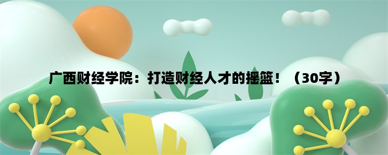 广西财经学院：打造财经人才的摇篮！（30字）