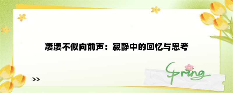 凄凄不似向前声：寂静中的回忆与思考