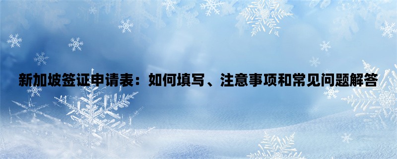 新加坡签证申请表：如何