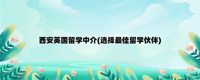 西安英国留学中介(选择