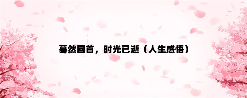 蓦然回首，时光已逝（人