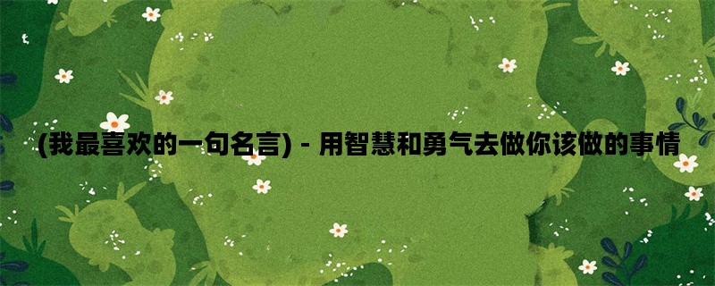 (我最喜欢的一句名言) - 用智慧和勇气去做你该做的事情