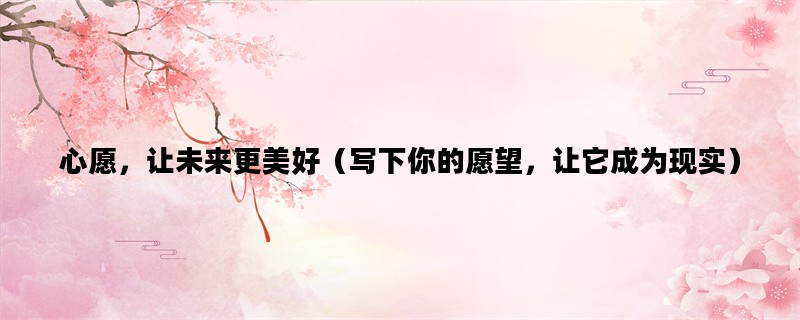 心愿，让未来更美好（写