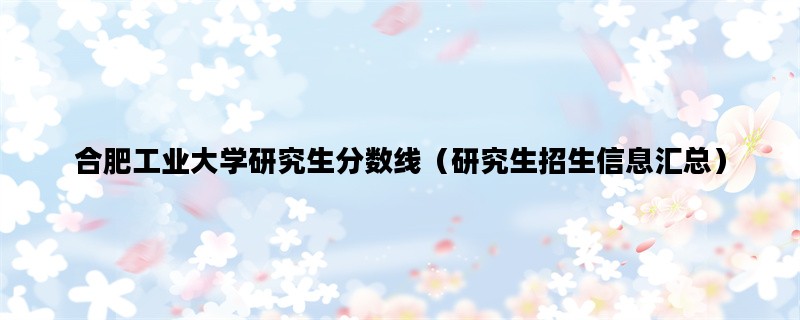 合肥工业大学研究生分数
