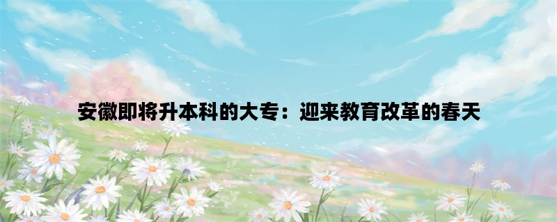 安徽即将升本科的大专：
