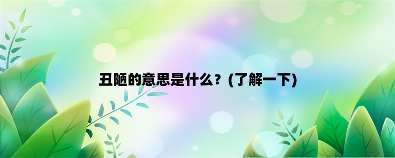丑陋的意思是什么？(了
