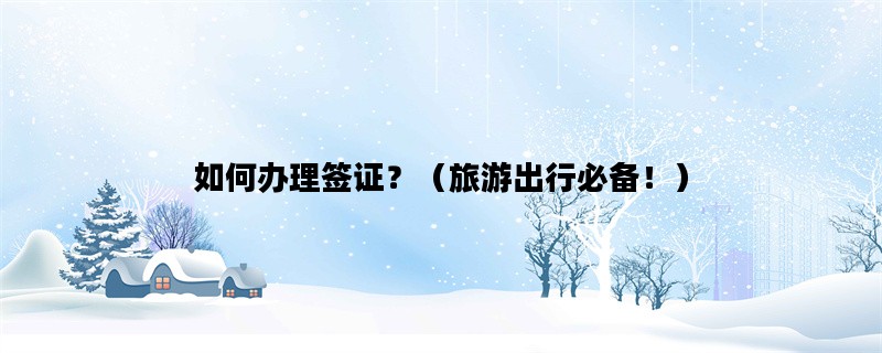 如何办理签证？（旅游出行必备！）