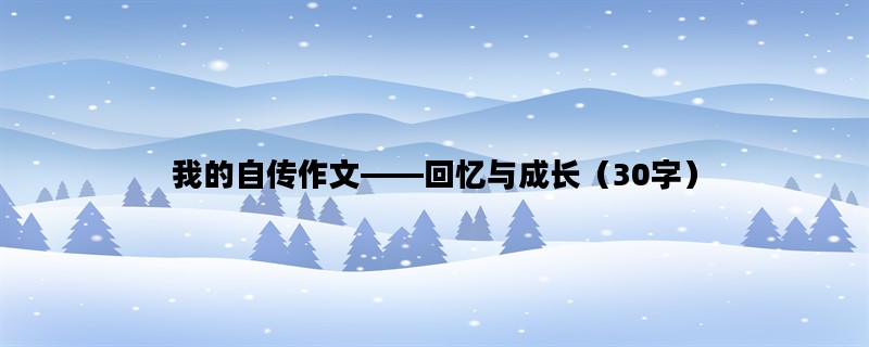 我的自传作文——回忆与