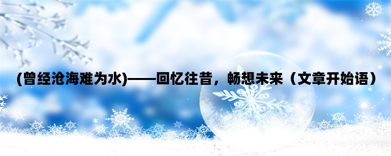(曾经沧海难为水)——回忆往昔，畅想未来（文章开始语）