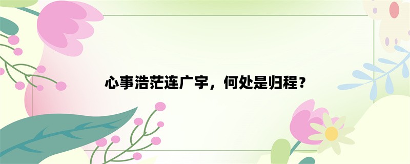 心事浩茫连广宇，何处是归程？