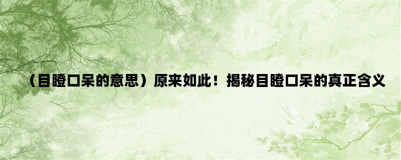 （目瞪口呆的意思）原来如此！揭秘目瞪口呆的真正含义