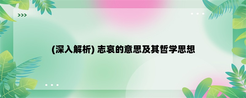 (深入解析) 志哀的意思及