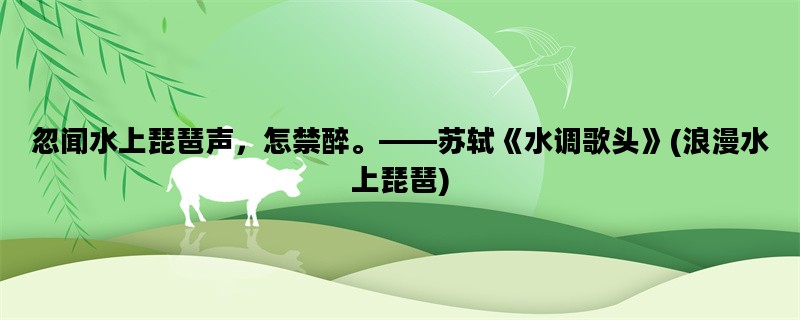 忽闻水上琵琶声，怎禁醉