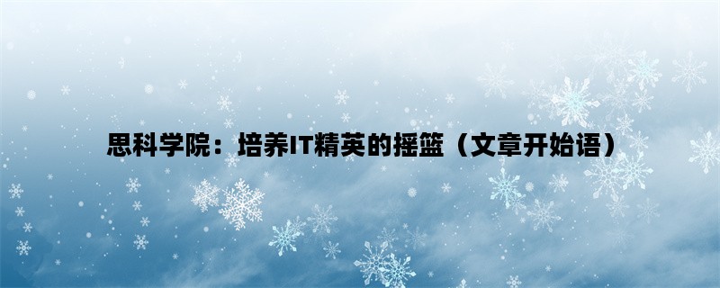 思科学院：培养IT精英的摇篮（文章开始语）