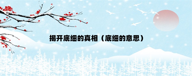 揭开底细的真相（底细的