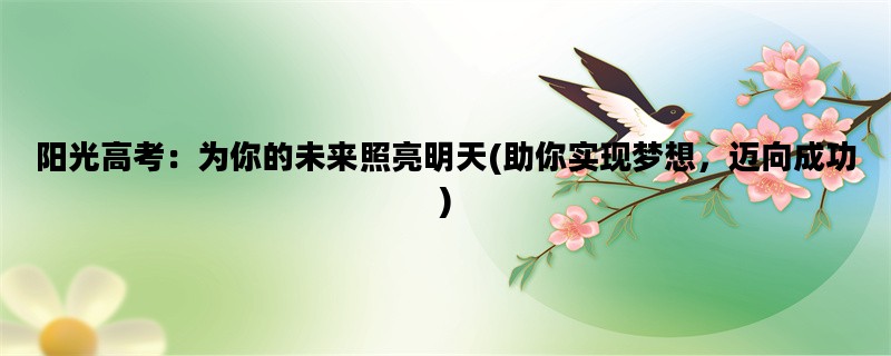 阳光高考：为你的未来照