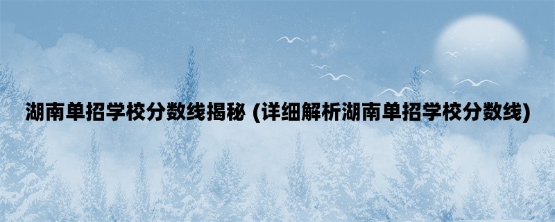 湖南单招学校分数线揭秘 (详细解析湖南单招学校分数线)