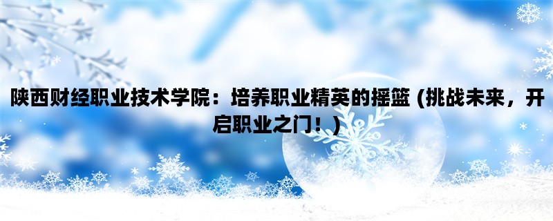 陕西财经职业技术学院：培养职业精英的摇篮 (挑战未来，开启职业之门！)