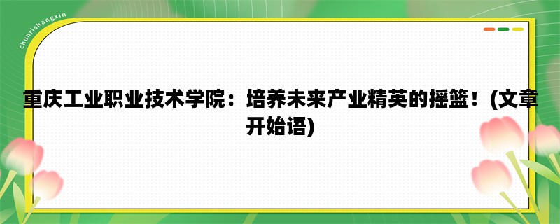 重庆工业职业技术学院：