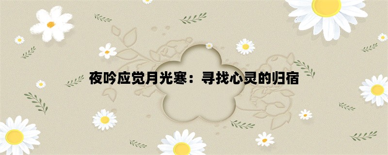 夜吟应觉月光寒：寻找心灵的归宿