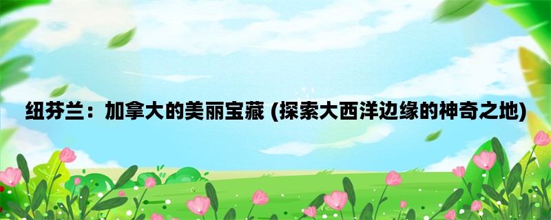 纽芬兰：加拿大的美丽宝藏 (探索大西洋边缘的神奇之地)