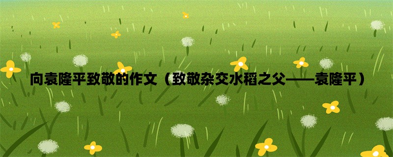 向袁隆平致敬的作文（致敬杂交水稻之父——袁隆平）