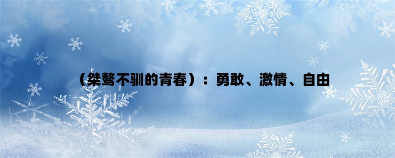 （桀骜不驯的青春）：勇敢、激情、自由